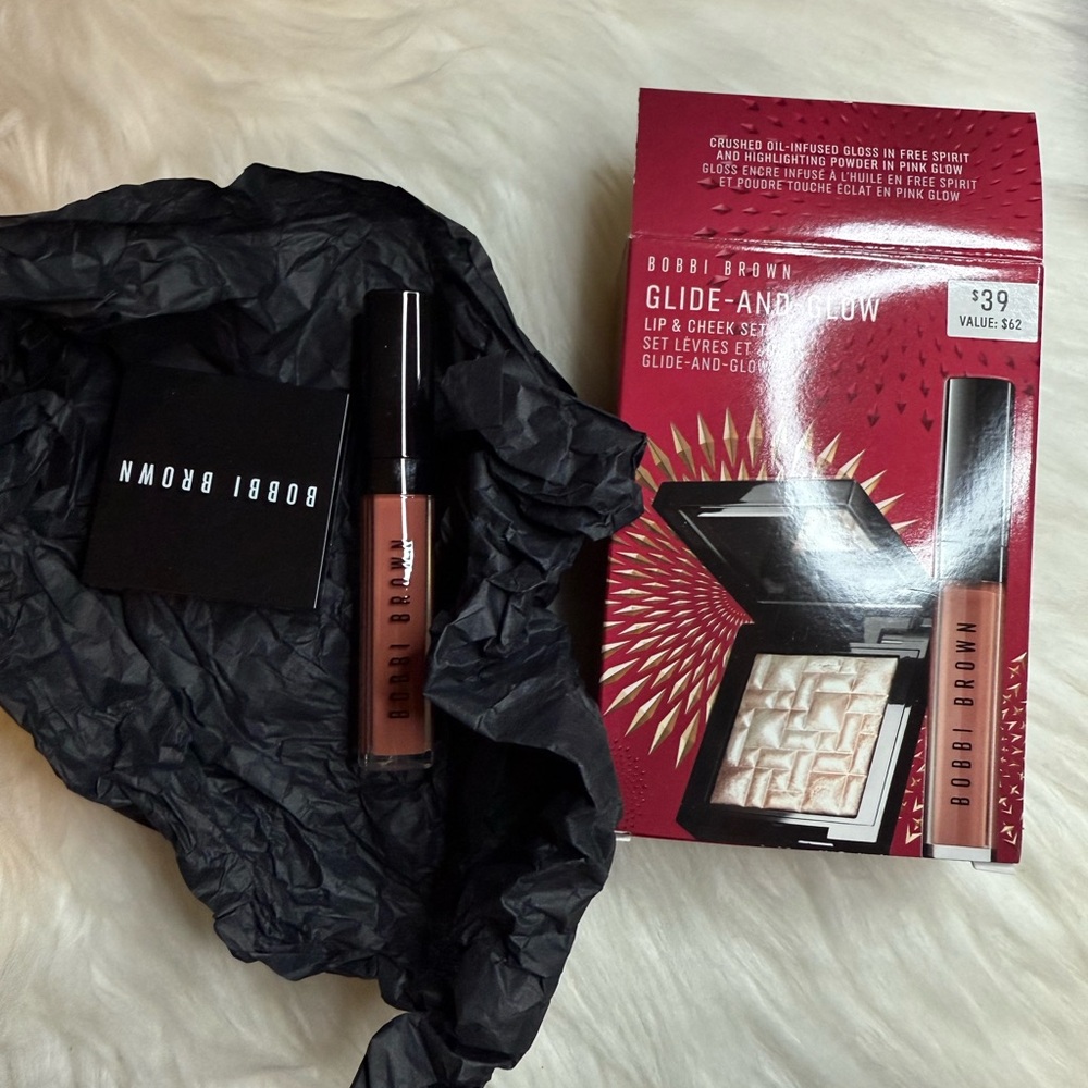 Bobbi Brown Glide-and-Glow Lip Gloss & Highlighter Set Pink Glow New